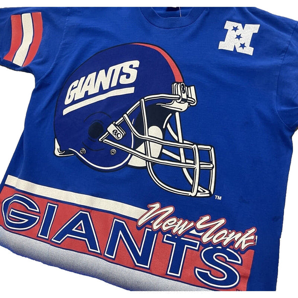 New York Giants T Shirt Adult L 90s Salem Sportswear All Over Print NFL Vintage