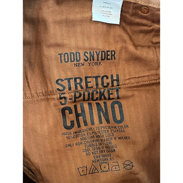 Todd Snyder Slim Fit Stretch 5-Pocket Chino Pants Rust Brown 35x32 Mens