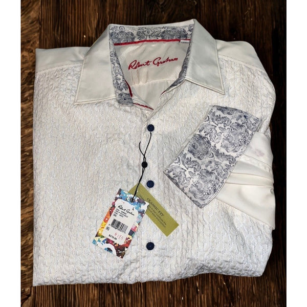 Robert Graham Dominic White Textured Shirt 3XL Classic Fit NWT Luxury Button