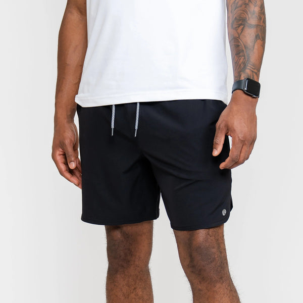 Rhoback Grit Gym Shorts 7" Lined Stretch Black Athletic Large Performance NWOT