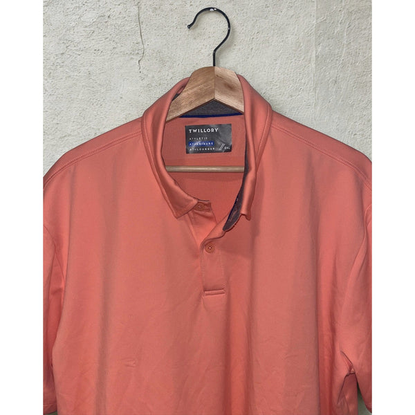 Twillory Short Sleeve Polo Mens 2XL Salmon Athleisure Performance Stretch EUC