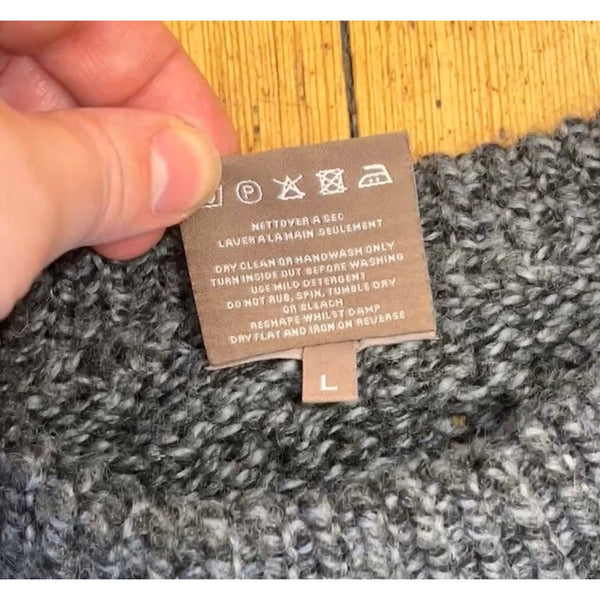 Aran Woollen Mills L Gray Aran Fisherman Sweater Cable Knit Merino Wool Ireland