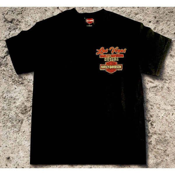 Harley Davidson Las Vegas Nevada Vintage Sign T Shirt Men's M Black Double Sided