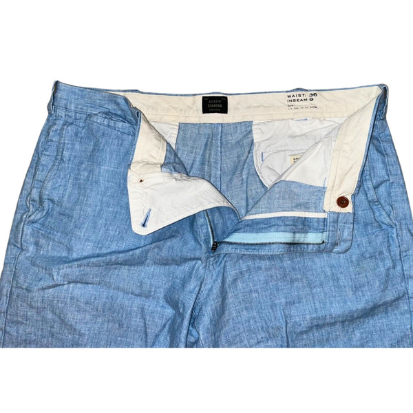 J Crew Stanton Shorts 36x9 Blue Linen Cotton Baird McNutt Irish Linen NWOT