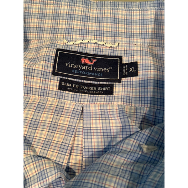 Vineyard Vines Performance Tucker Slim Fit Plaid Button Down Shirt Size XL