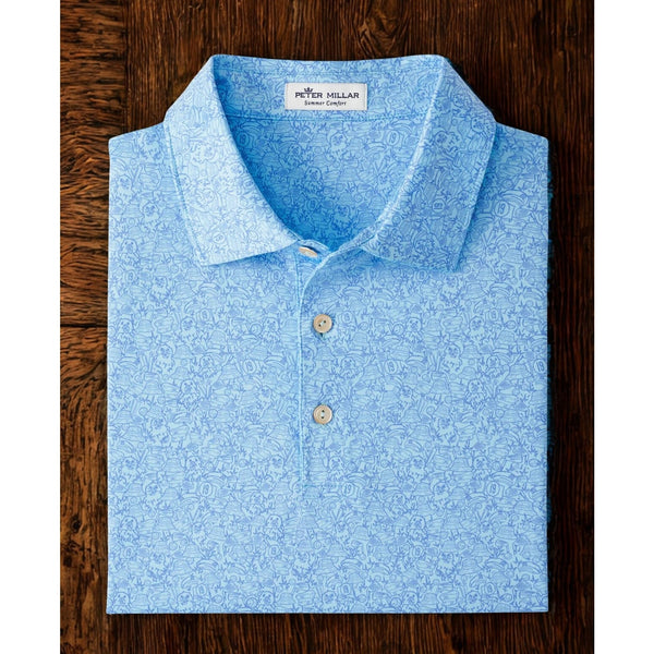 Peter Millar Tillis Polo Blue AOP Caddyshack Spring Brook Country Club Sz. L