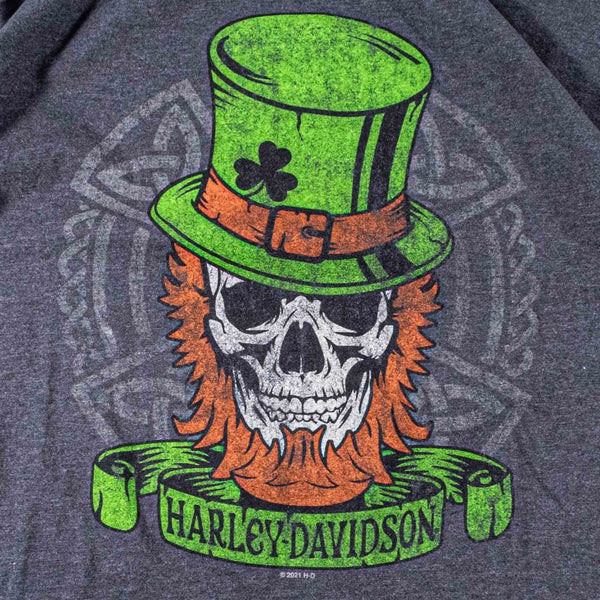 Harley Davidson Scottsdale Arizona Leprechaun Skull T Shirt Men's XL Gray Biker