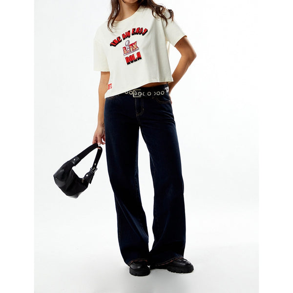 NFL Super Bowl 59 Pro Standard Nola Baby Cropped T-Shirt Sz. L NWT