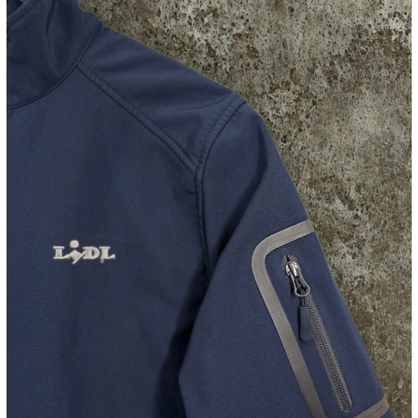 Lidl Employee Softshell Jacket XL Navy Blue Full Zip Long Sleeve Pockets EUC