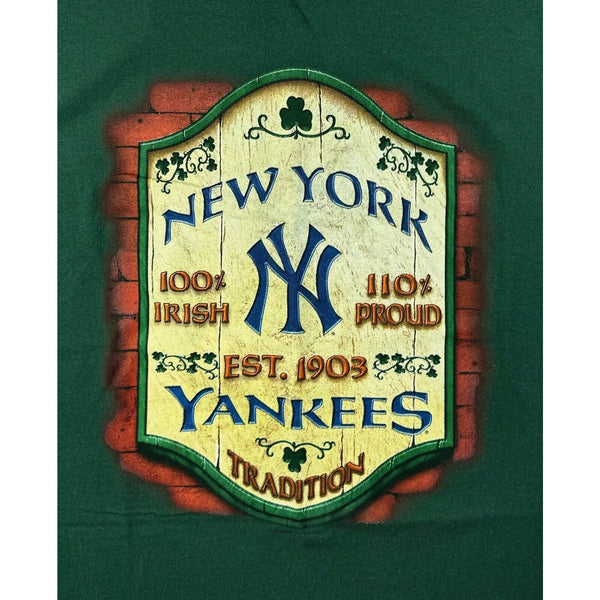 New York Yankees 100% Irish 110% Proud Green Lee Sport T-Shirt 2XL Y2K
