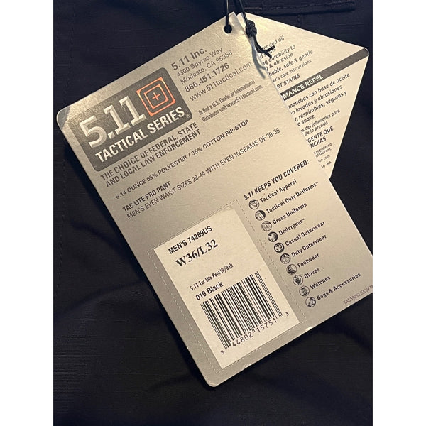 5.11 Taclite Pro Ripstop Cargo Pants Mens 36x32 Black Style 74289 Tactical