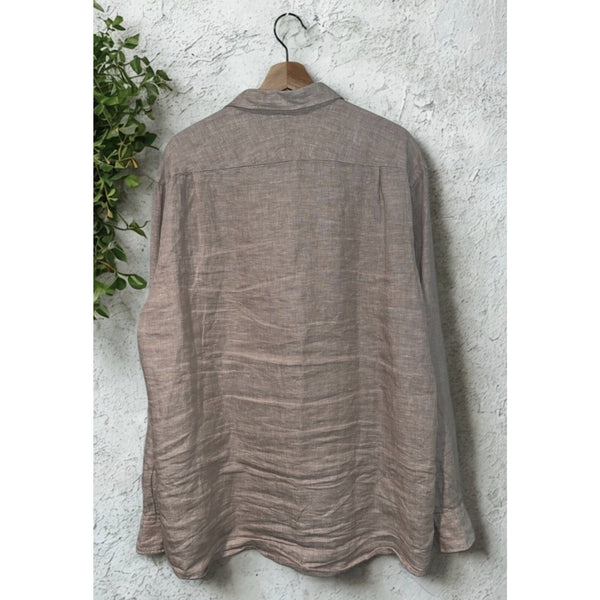 Charles Tyrwhitt 100% Linen Shirt Mens XL Oatmeal Classic Fit Long Sleeve NWOT