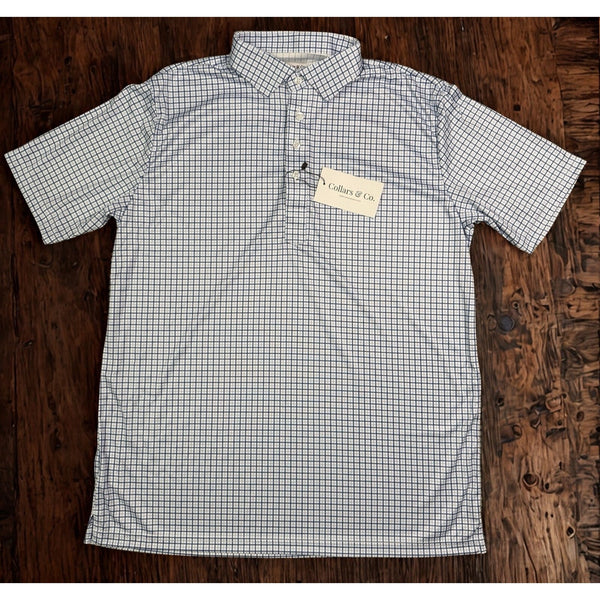 Collars & Co Large Blue Tattersall Polo Semi-Spread Dress Collar Performance NWT