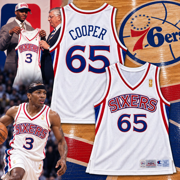 Philadelphia 76ers Team Issued Champion Jersey 52 +4 Cooper 65 Iverson Rookie Yr