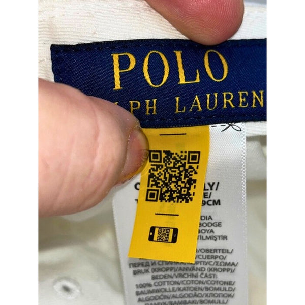 Polo Ralph Lauren P-Wing Foot White Adjustable Hat Leather Strap EUC Rare