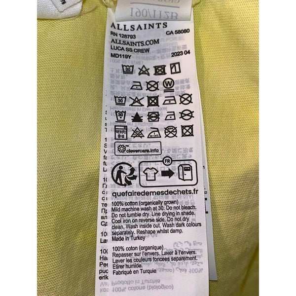 ALLSAINTS Luca Oversized Tee XL Chartreuse Organic Cotton Washed Relaxed