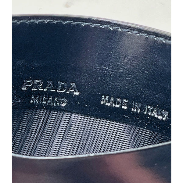 Prada Milano Vintage Black Leather Card Holder Wallet Italy Unisex 3.75" EUC