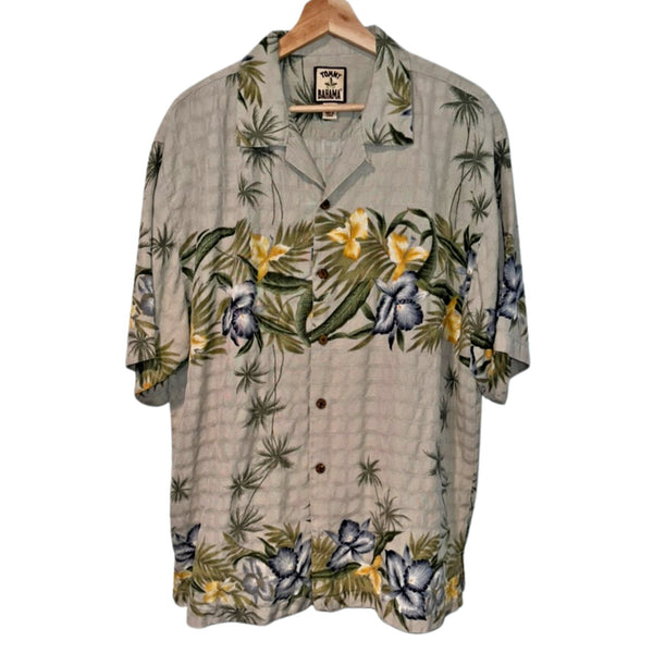 Tommy Bahama Vintage Tag 100% Silk Button Shirt Men's Sz. L Floral Short Sleeve
