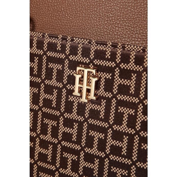 Tommy Hilfiger Antonella II Tote Chestnut Red Monogram Jacquard Womens EUC