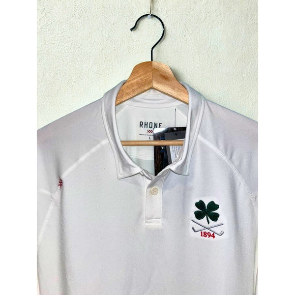 Rhone M22 Delta Pique Polo Morris County Golf Club Clover Logo NWT Sz L