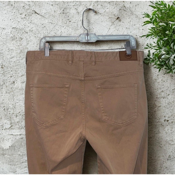 Peter Millar Signature Sateen Five Pocket Pants 34x32 Beige Stretch ME0B39