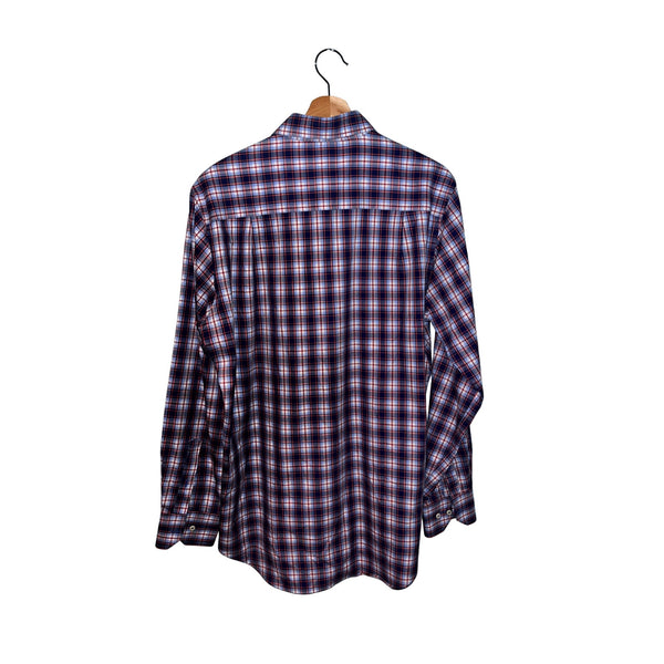 David Donahue Toast Brushed Plaid Shirt Mens M MSRP $165