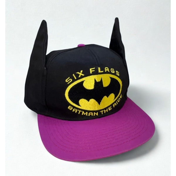 Six Flags Batman The Ride Snapback Hat Adult Vintage 1996 DC Comics Rare Ears