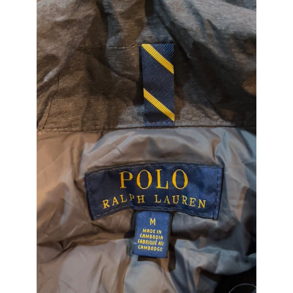 Polo Ralph Lauren Down Puffer Jacket Packable Full Zip Men's M Grey 90% Down