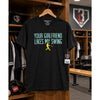 B101 Baseball Lifestyle 101 Your Girlfriend Likes My Swing Tee Black Mens Large