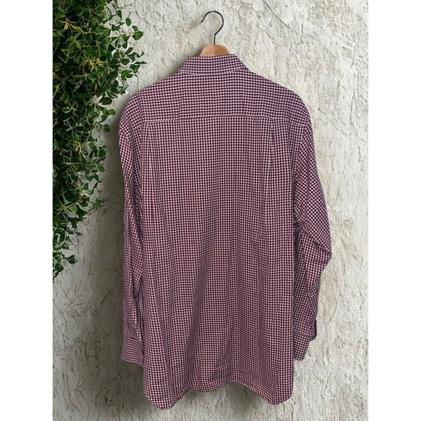 Loro Piana Italy Cotton Flannel Red Gingham Button Down Shirt Men's 3XL MAB1852