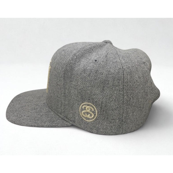Stussy Wool Snapback Hat Cap Gray Purple Undervisor Big Logo Rare Streetwear