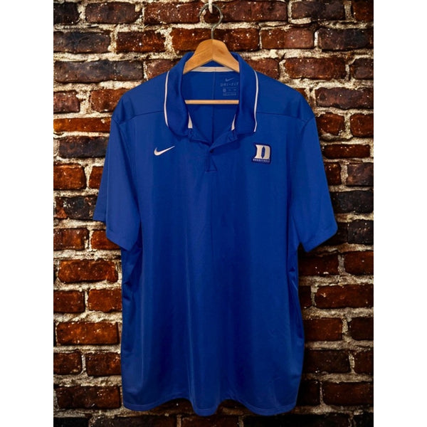 Nike Duke Blue Devils Basketball Team Issued Dri-FIT Polo Shirt Blue 2XL NCAA