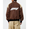 PacSun Formula 1 F1 Racing Bomber Jacket Brown Tan Full Zip Men’s Large