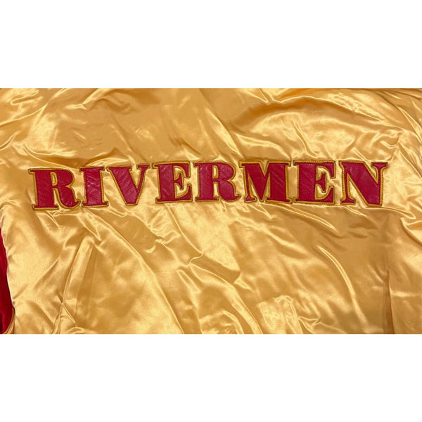 Jeff Hamilton Peoria Rivermen Reversible Leather Satin Jacket M 90’s Hockey VTG