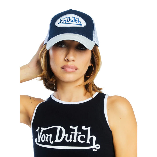 Von Dutch Classic Trucker Hat Canvas Armory Blue 462 Navy Silver NWT