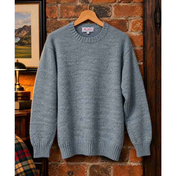 Ben Silver Vintage Shetland Wool Shag Sweater Men's M Blue Melange Scotland NWT