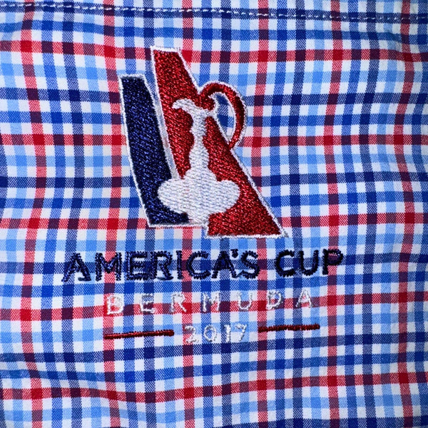 Vineyard Vines Americas Cup Bermuda 2017 Murray Shirt USA Large Check Stretch
