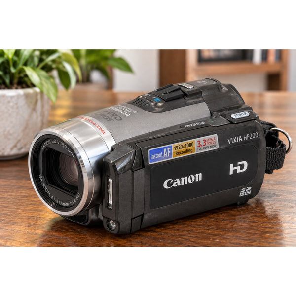 Canon VIXIA HF200 HD Camcorder 15x Optical Zoom 16GB SD Card No Charger Tested