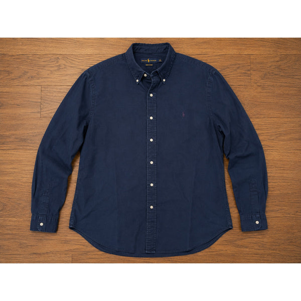 Polo Ralph Lauren Indigo Oxford Shirt Mens L Blue Button Down Cotton Casual
