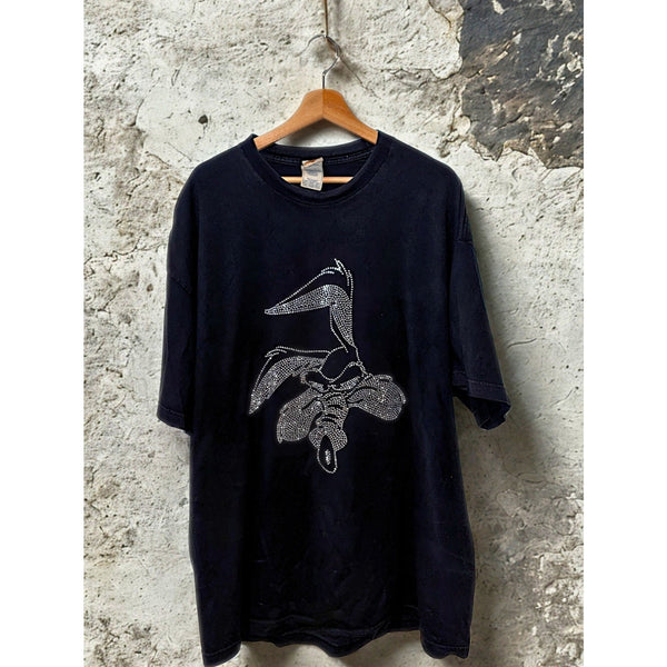Looney Tunes Wile E. Coyote Rhinestone Graphic Shirt Black Sz. 2XLT Jeweled Tee
