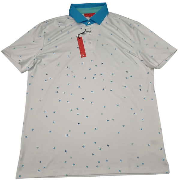 Redvanly Golf Polo Shirt Sz. Medium White Savile Geometric Performance NWT $105