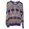Tricots St Raphael Crew Coogi Style Geometric Knit Sweater Sz. L Made USA 90's