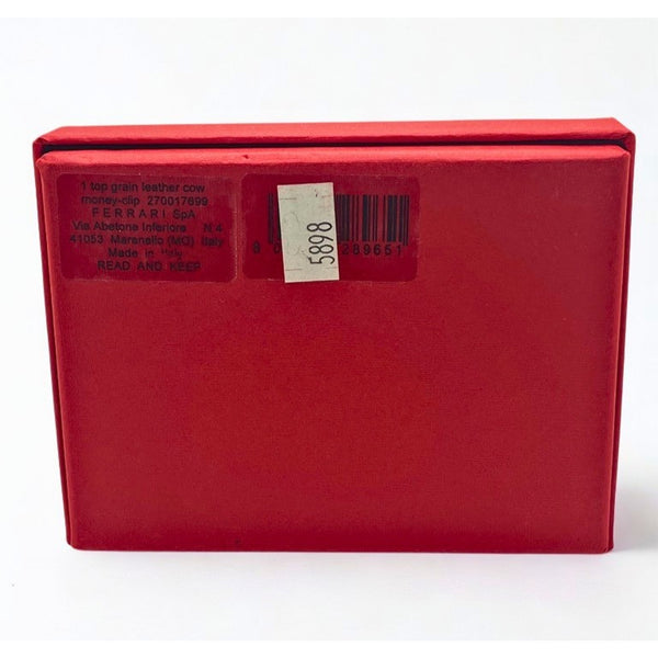 Ferrari Leather Money Clip Wallet Made In Italy W/ Presentation Box New