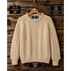 Standun Aran Irish Wool Fisherman Cable Knit Sweater Men's S Cream Handmade