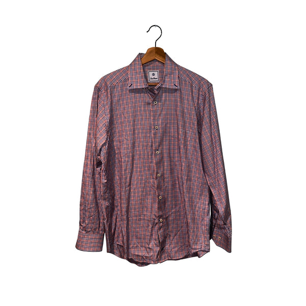 David Donahue Toast Brushed Plaid Shirt Mens M MSRP $165