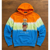 Polo Ralph Lauren Polo Bear Tie-Dye Fleece Hoodie Men's Large Orange Blue EUC