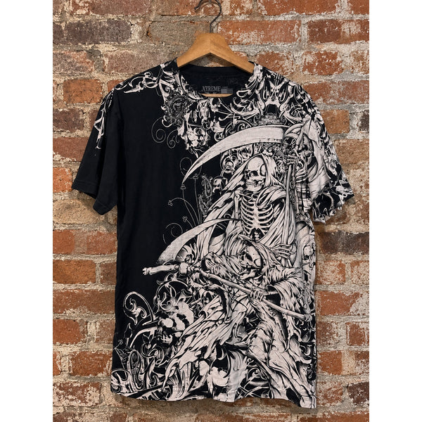 Xtreme Couture Affliction Skull Reaper MMA T-Shirt Men's L Black Y2K Vintage