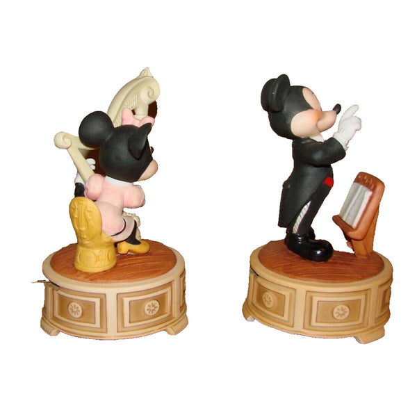 Walt Disney Productions Mickey & Minnie Wind Porcelain Musical Figurines Vintage