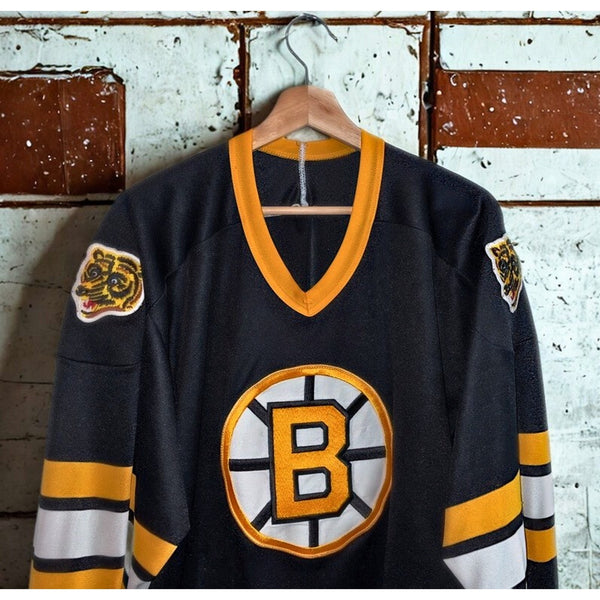 Boston Bruins CCM Jersey Black Gold Hockey Sz S NHL Vintage