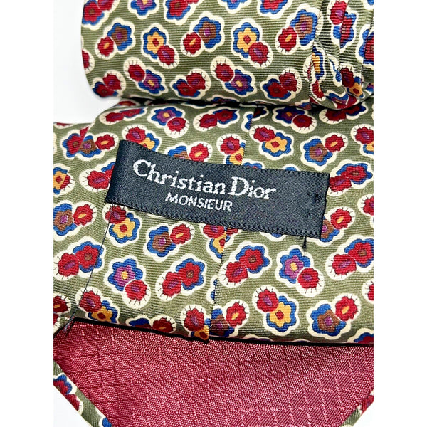 Christian Dior Monsieur Tie Italy Homme Floral 100% Silk Necktie